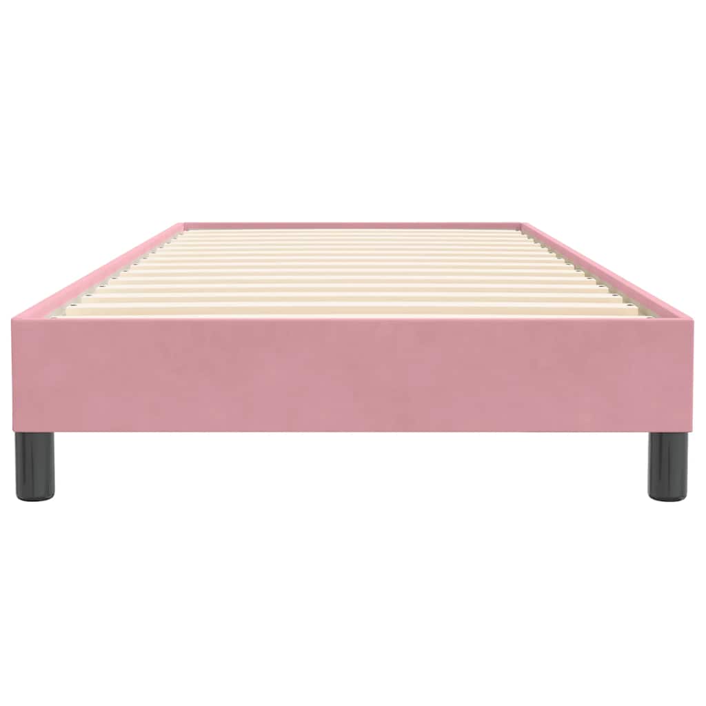 rózsaszín bársony rugós ágy matrac nélkül 90x220 cm