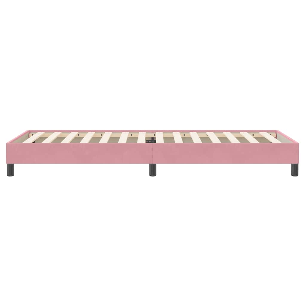 rózsaszín bársony rugós ágy matrac nélkül 90x220 cm
