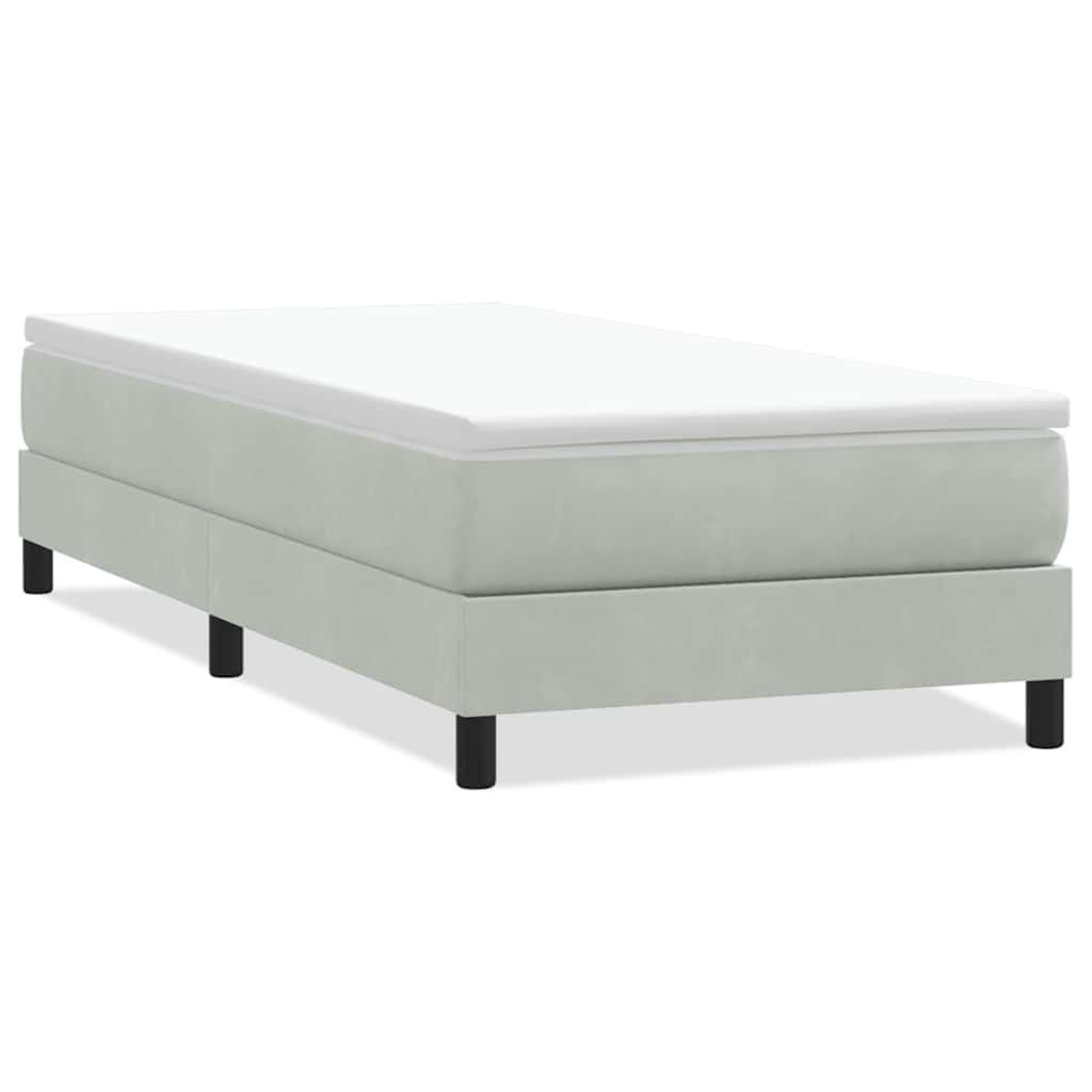 világosszürke bársony rugós ágy matrac nélkül 100x220 cm