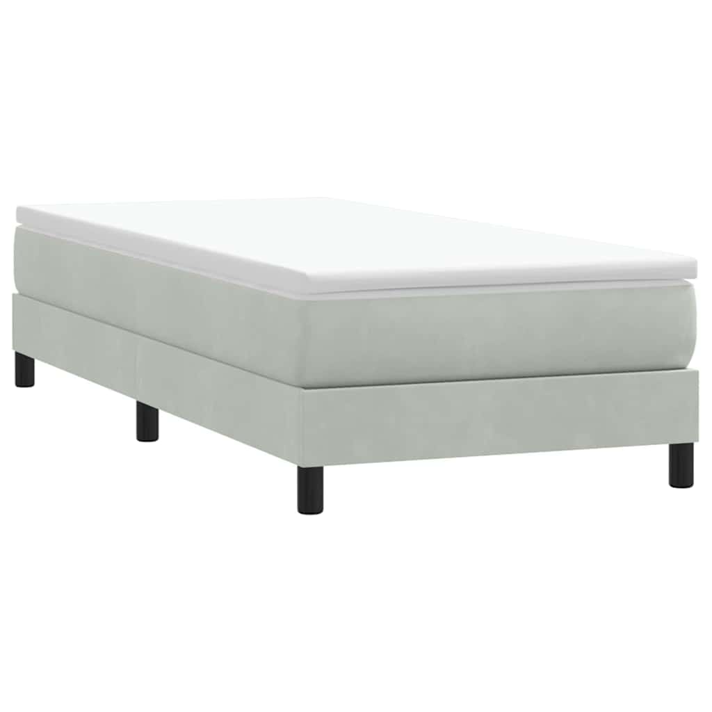 világosszürke bársony rugós ágy matrac nélkül 100x220 cm