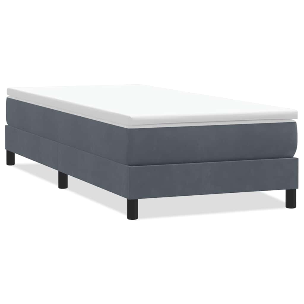 sötétszürke bársony rugós ágy matrac nélkül 100x220 cm