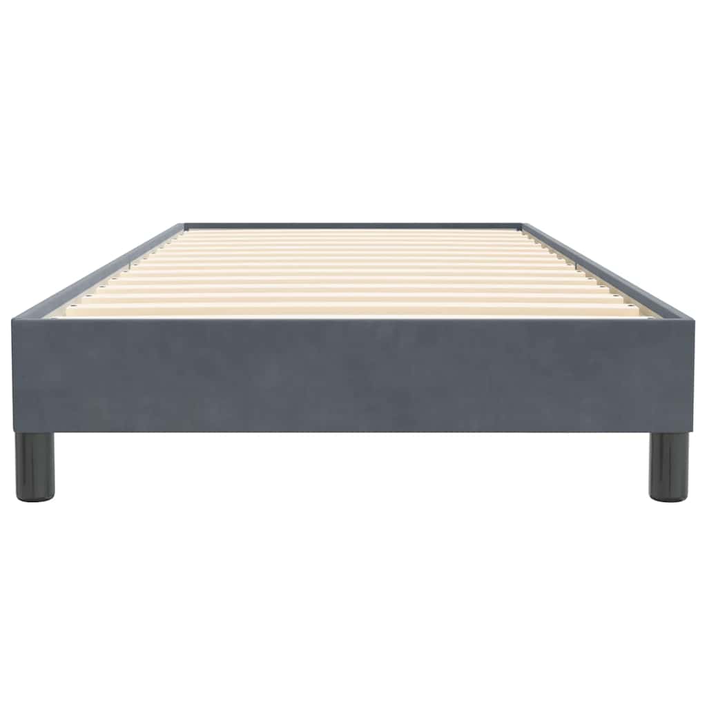 sötétszürke bársony rugós ágy matrac nélkül 100x220 cm