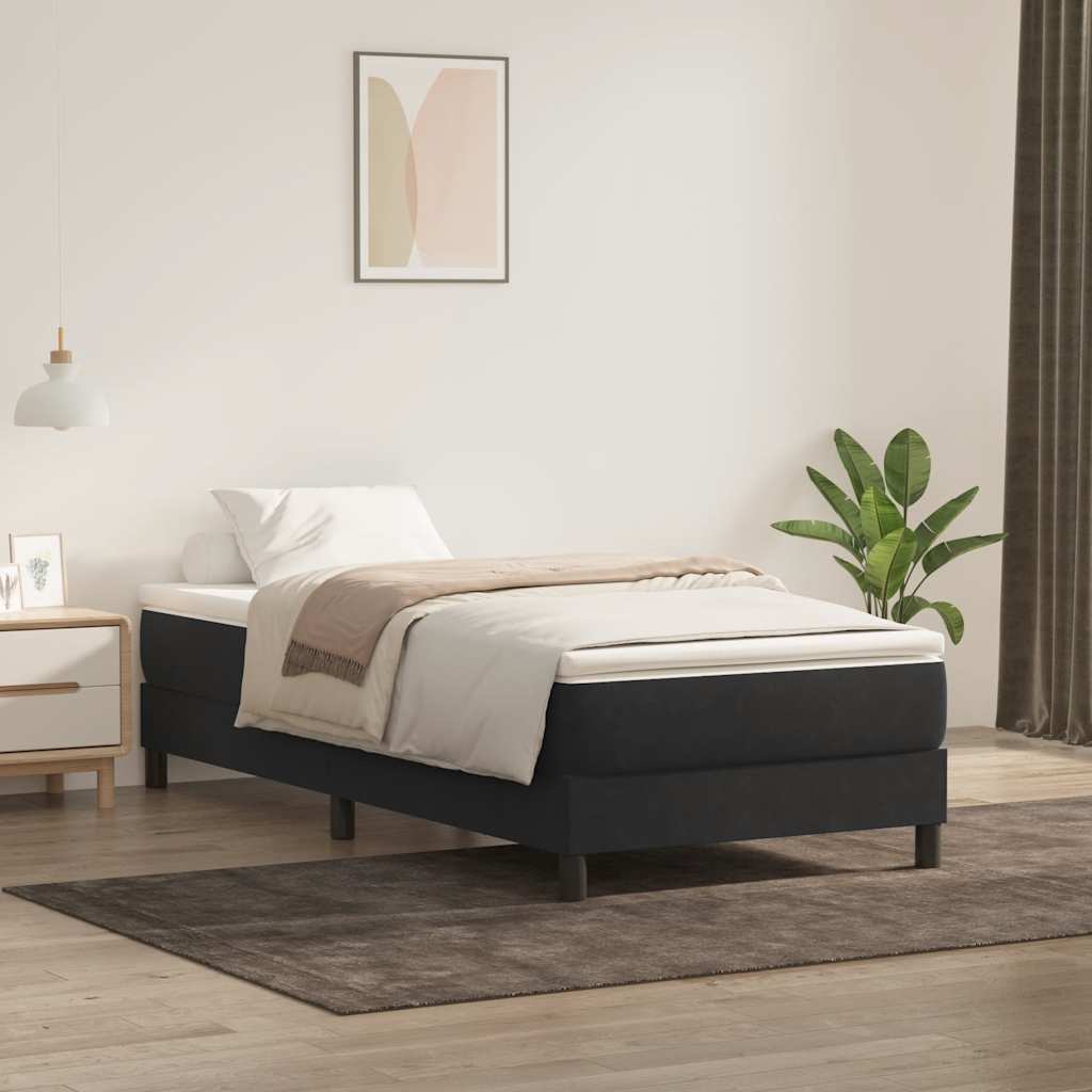 fekete bársony rugós ágy matrac nélkül 100x220 cm
