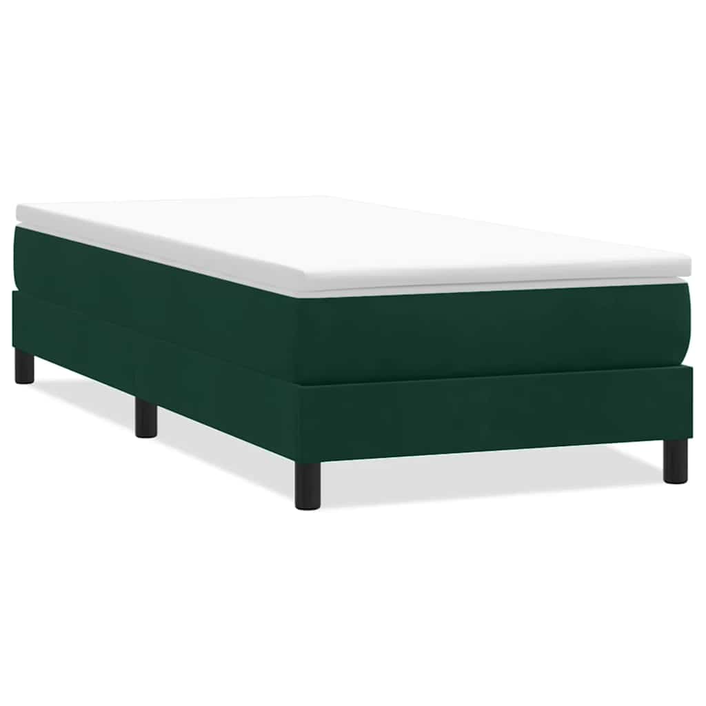 sötétzöld bársony rugós ágy matrac nélkül 100x220 cm