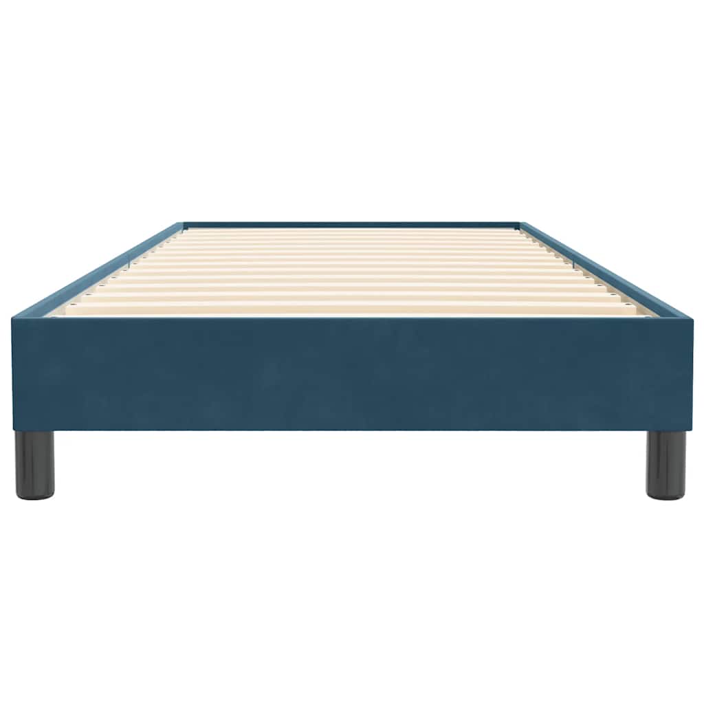 sötétkék bársony rugós ágy matrac nélkül 100x220 cm