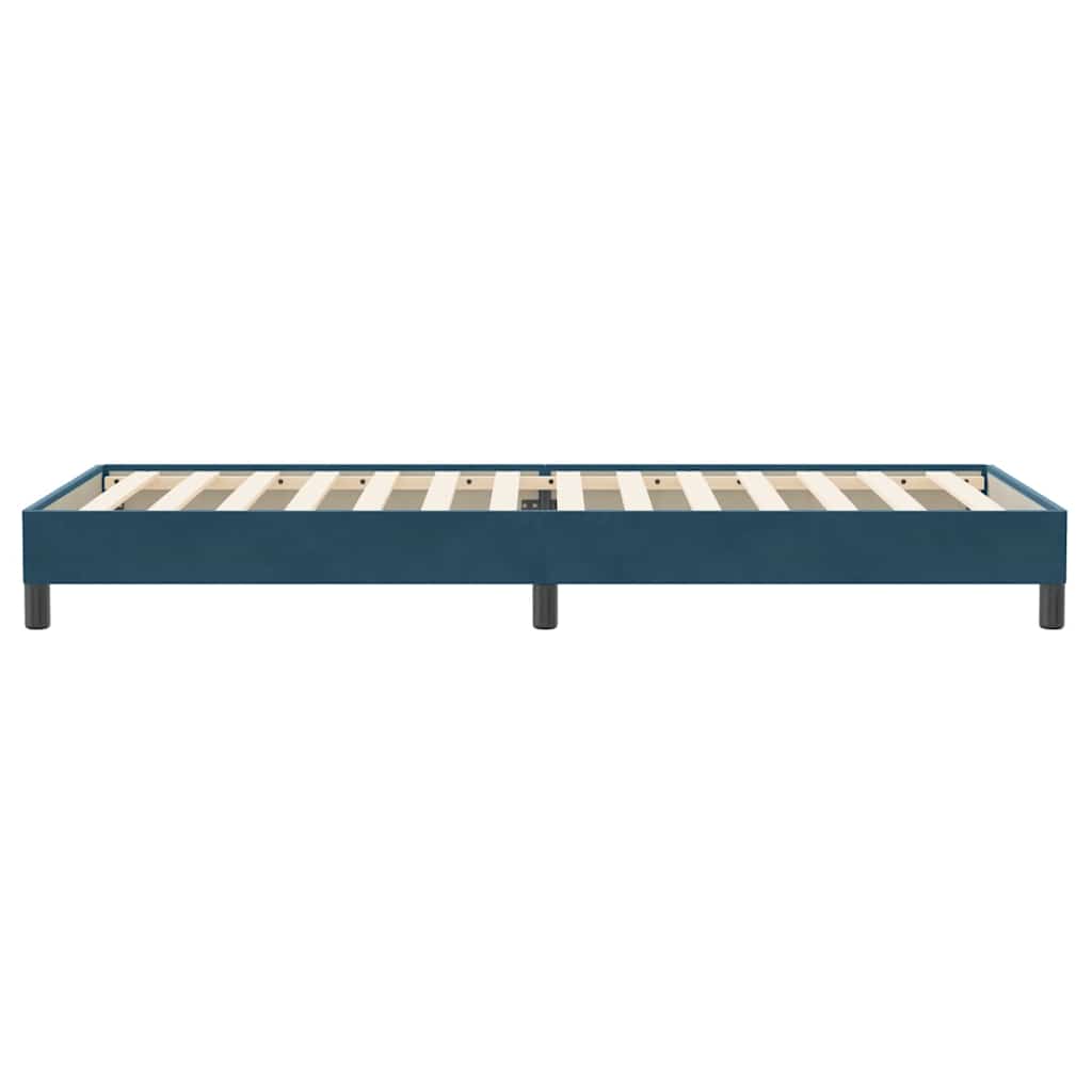 sötétkék bársony rugós ágy matrac nélkül 100x220 cm