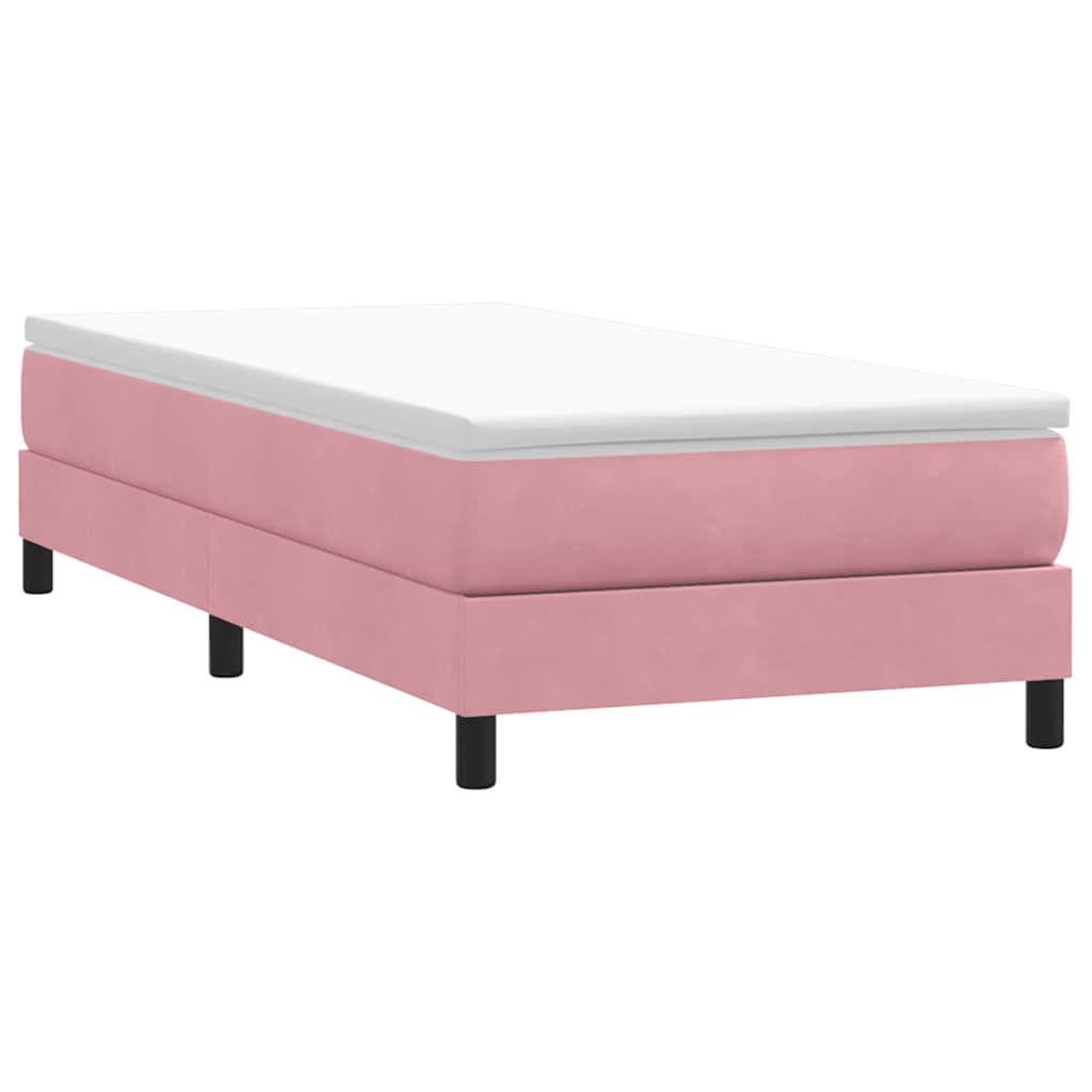 Box Spring ágy matrac nélkül rózsaszín 100x220 cm bársony
