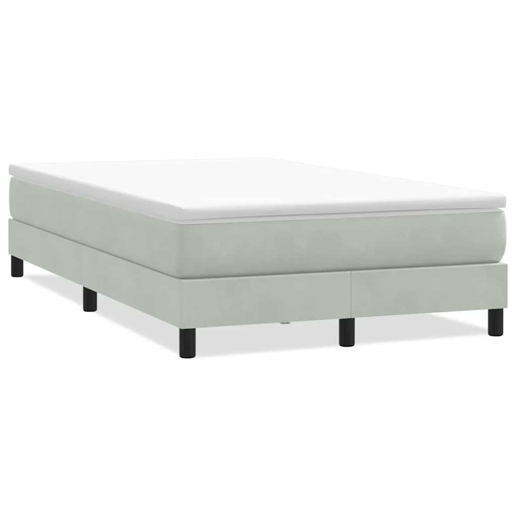 világosszürke bársony rugós ágy matrac nélkül 120x220 cm
