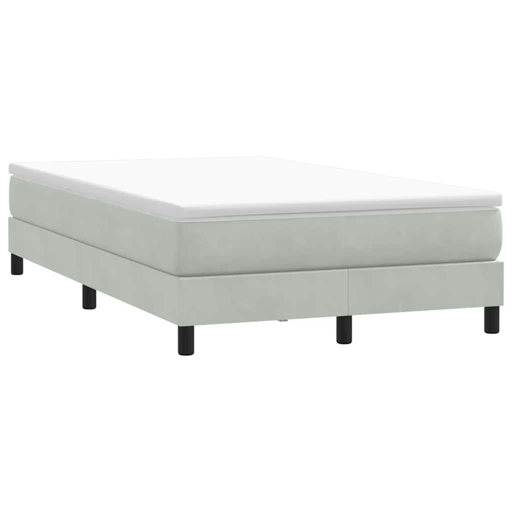 világosszürke bársony rugós ágy matrac nélkül 120x220 cm