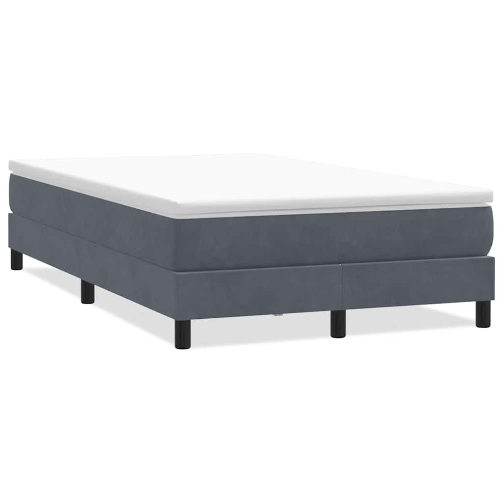 sötétszürke bársony rugós ágy matrac nélkül 120x220 cm