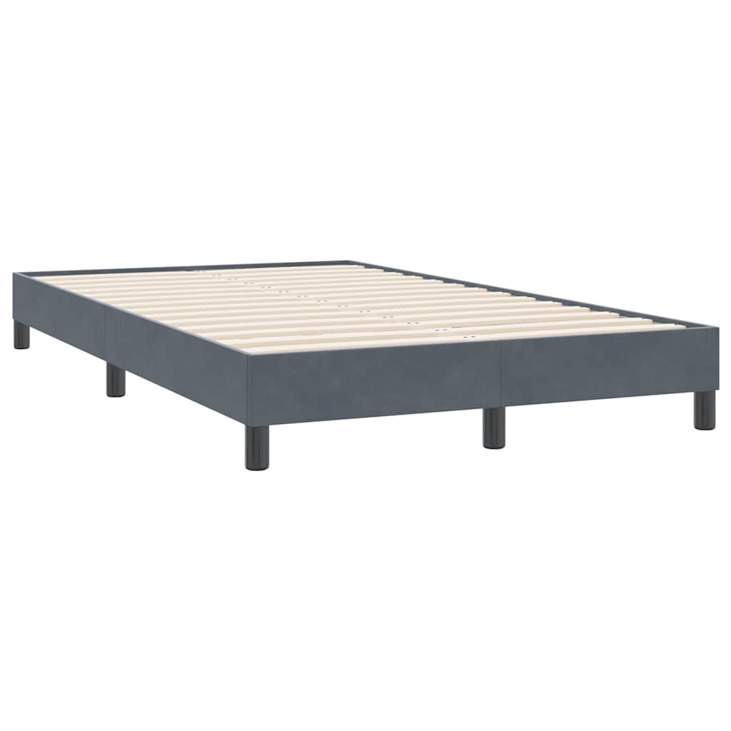 sötétszürke bársony rugós ágy matrac nélkül 120x220 cm