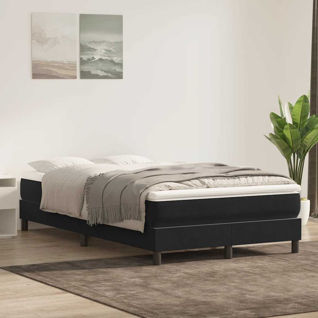 fekete bársony rugós ágy matrac nélkül 120x220 cm