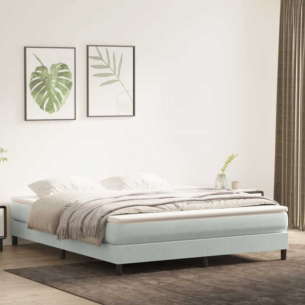 világosszürke bársony rugós ágy matrac nélkül 180x220 cm