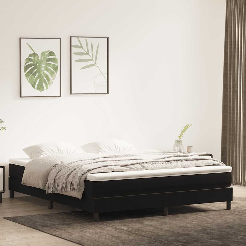 fekete bársony rugós ágy matrac nélkül 180x220 cm