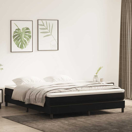 fekete bársony rugós ágy matrac nélkül 180x220 cm