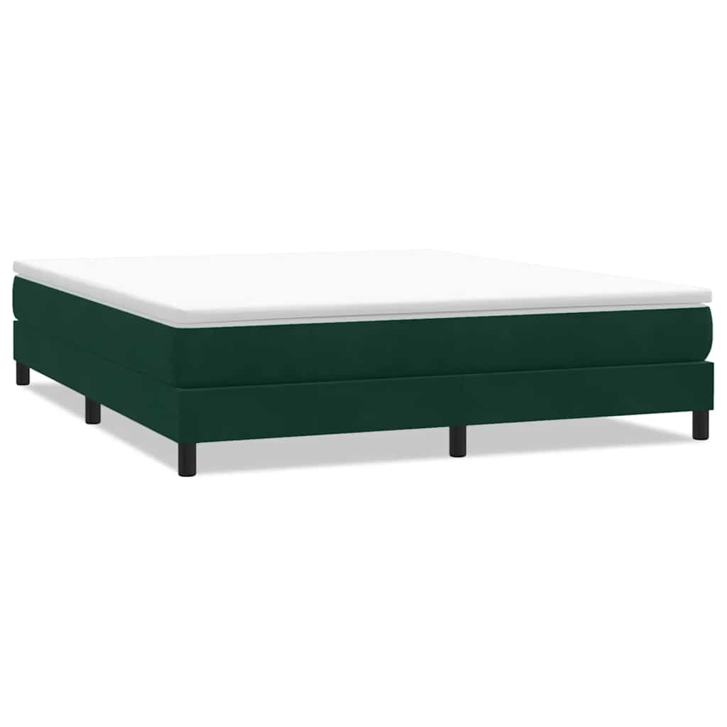 sötétzöld bársony rugós ágy matrac nélkül 180x220 cm