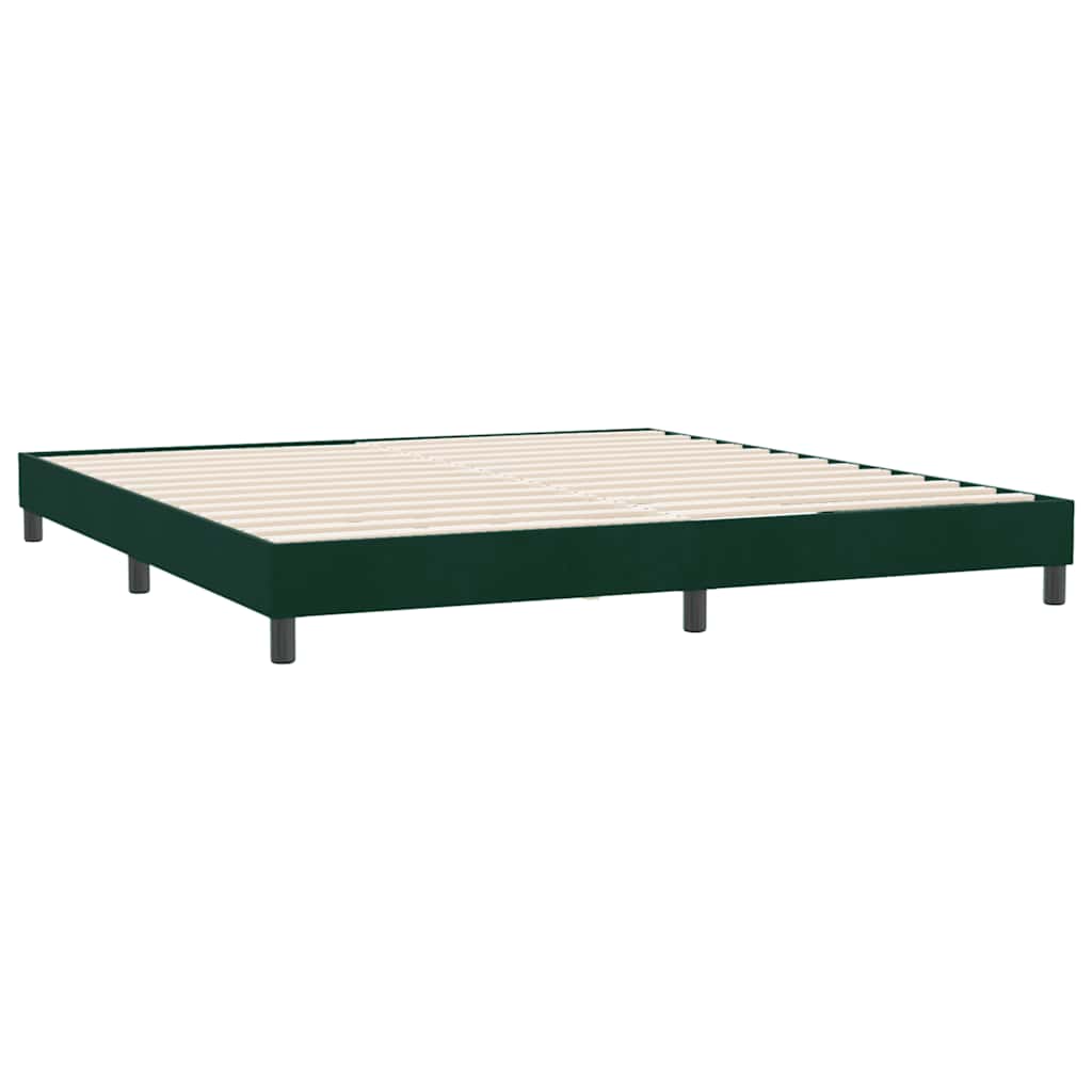sötétzöld bársony rugós ágy matrac nélkül 180x220 cm
