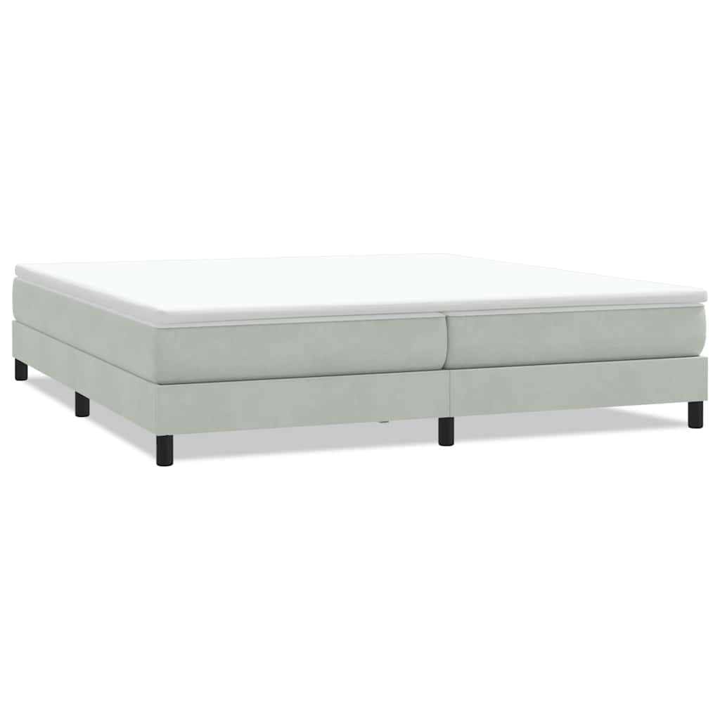 világosszürke bársony rugós ágy matrac nélkül 200x220 cm