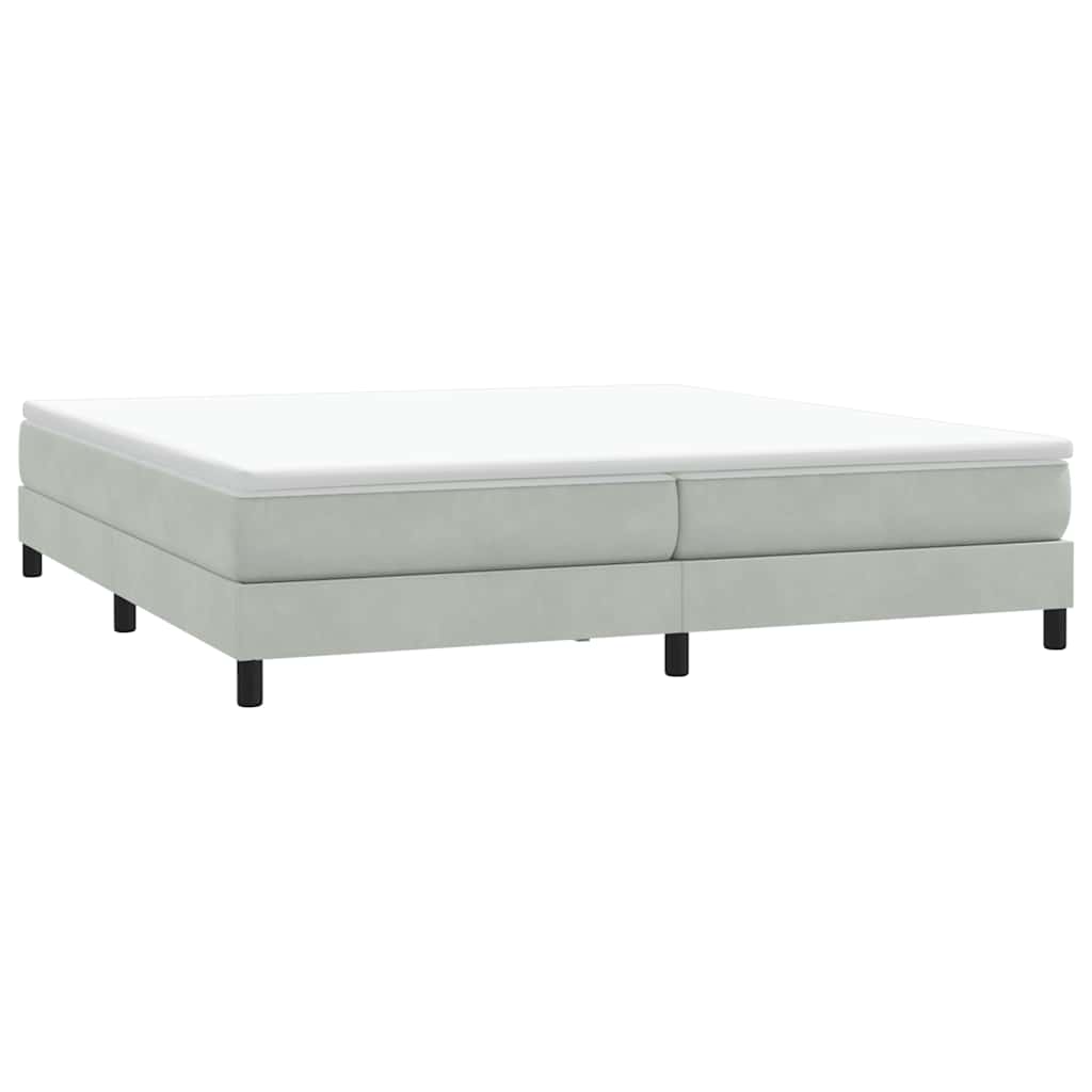 világosszürke bársony rugós ágy matrac nélkül 200x220 cm