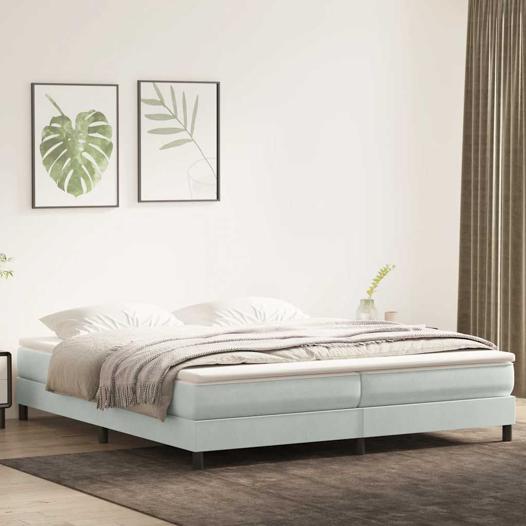 világosszürke bársony rugós ágy matrac nélkül 200x220 cm