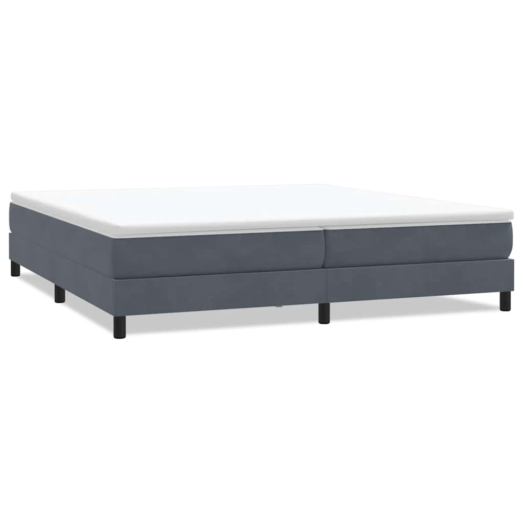 sötétszürke bársony rugós ágy matrac nélkül 200x220 cm