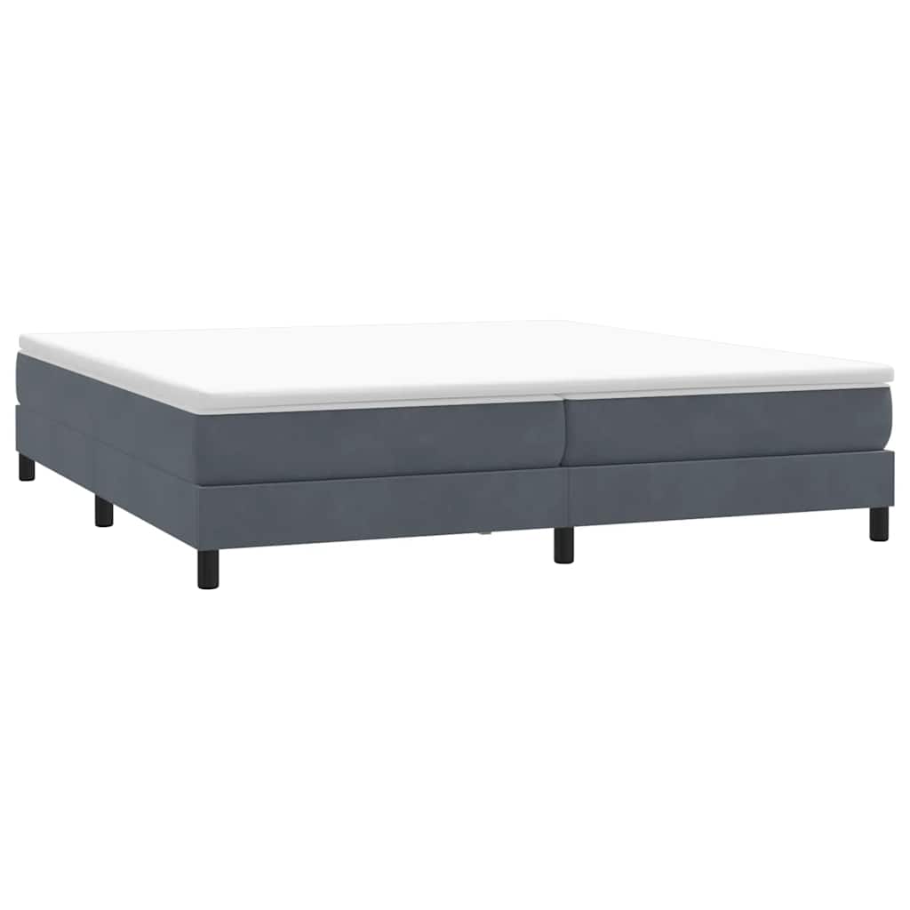 sötétszürke bársony rugós ágy matrac nélkül 200x220 cm