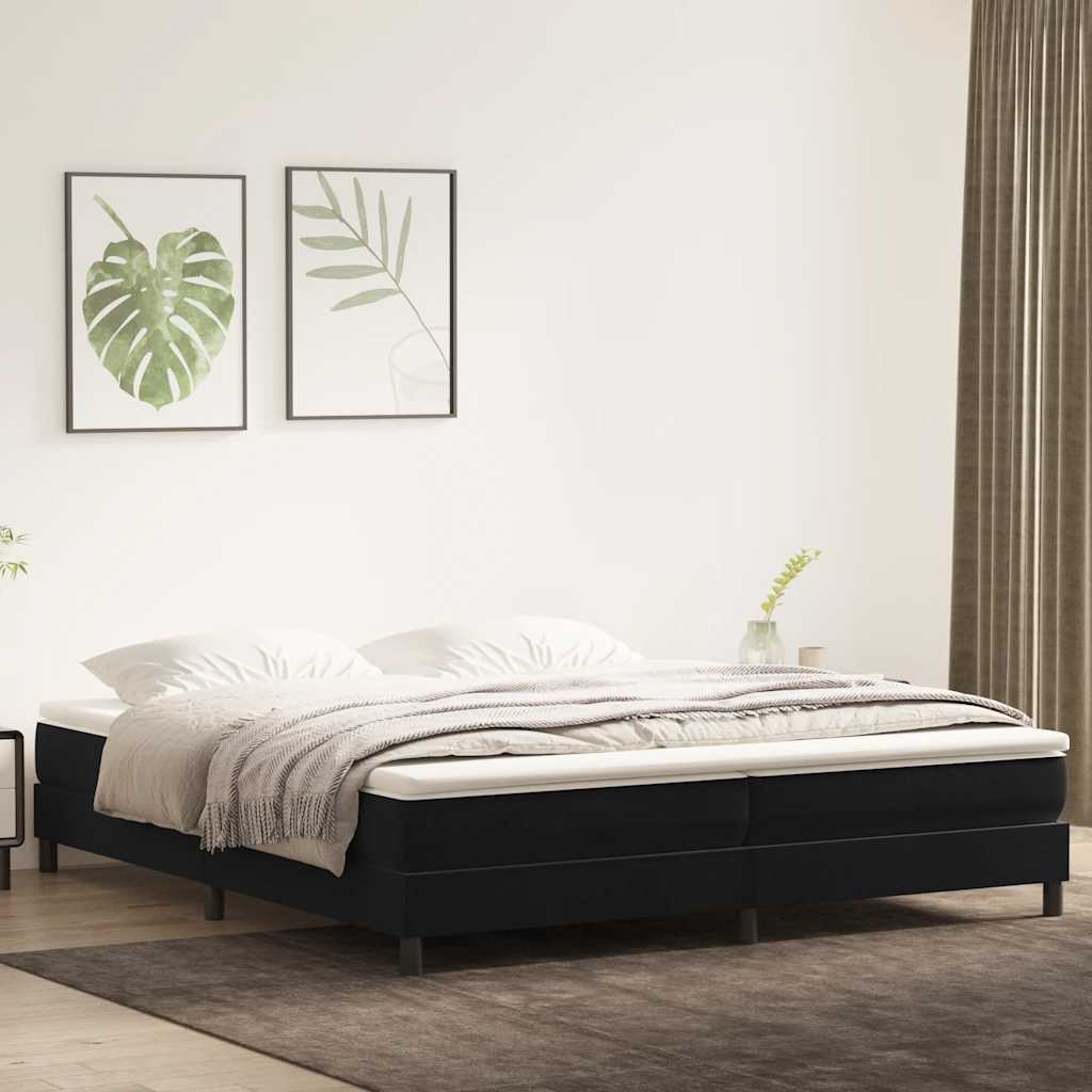 fekete bársony rugós ágy matrac nélkül 200x220 cm