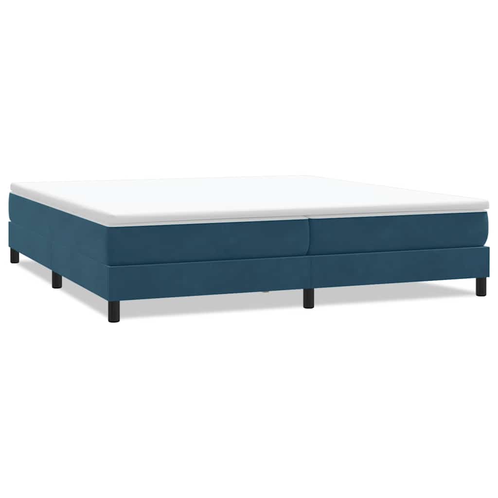 sötétkék bársony rugós ágy matrac nélkül 200x220 cm