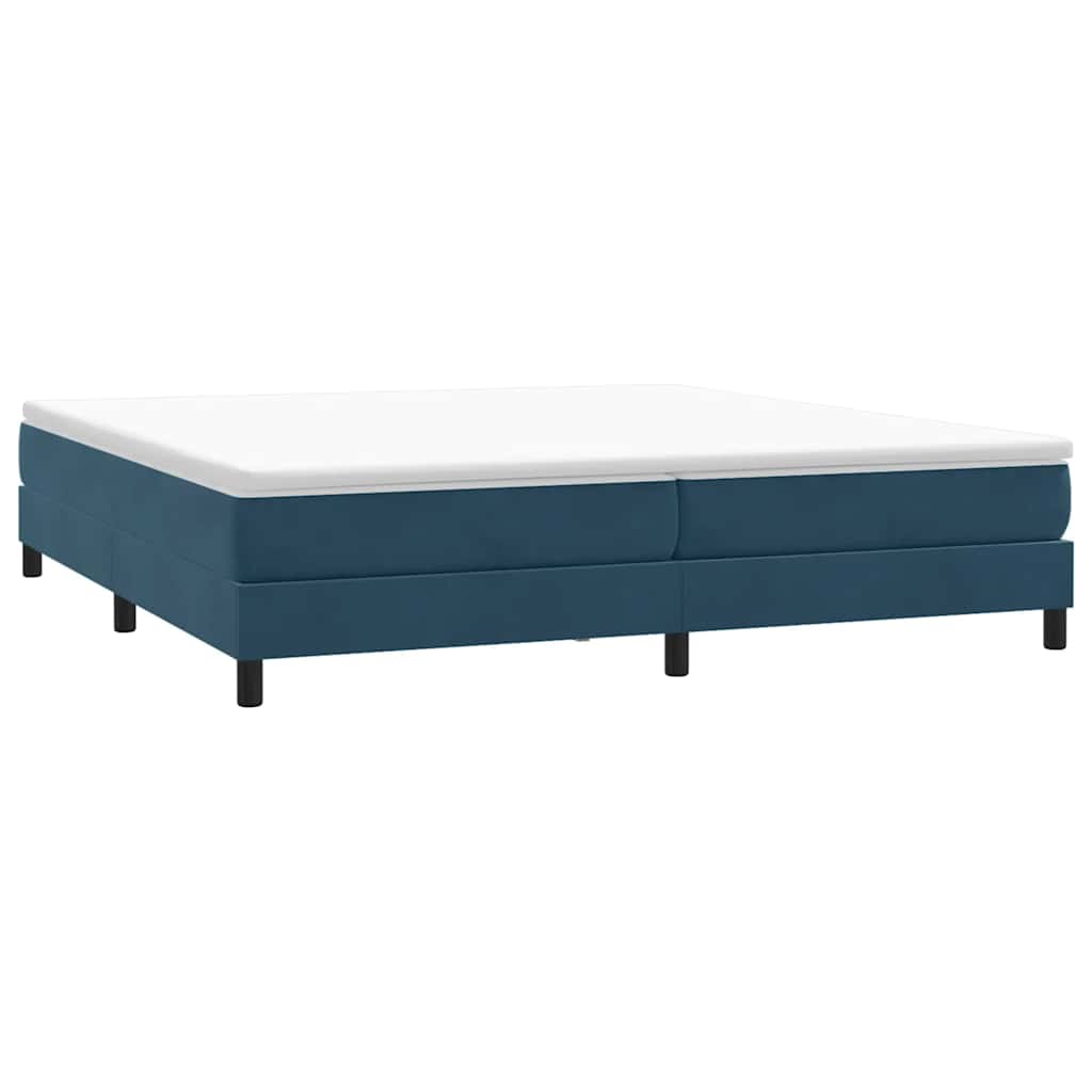 sötétkék bársony rugós ágy matrac nélkül 200x220 cm