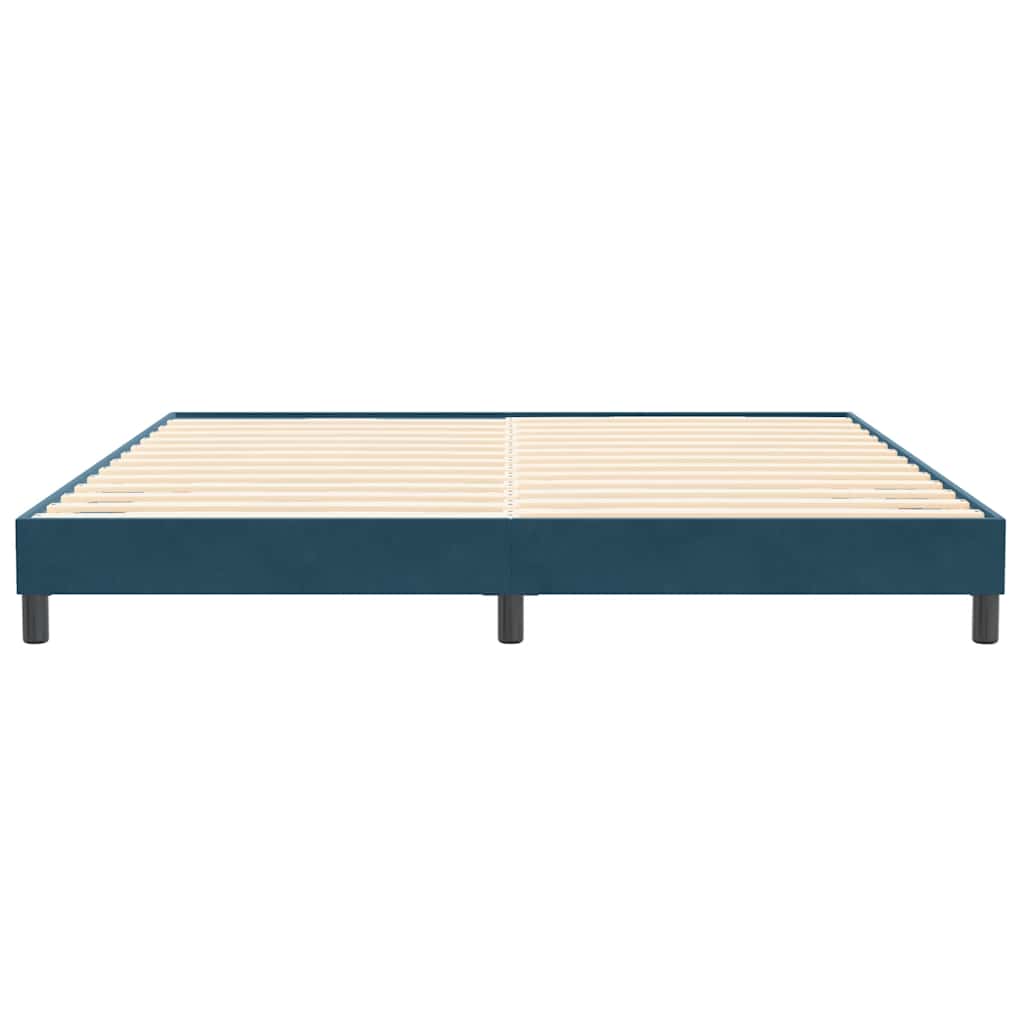 sötétkék bársony rugós ágy matrac nélkül 200x220 cm