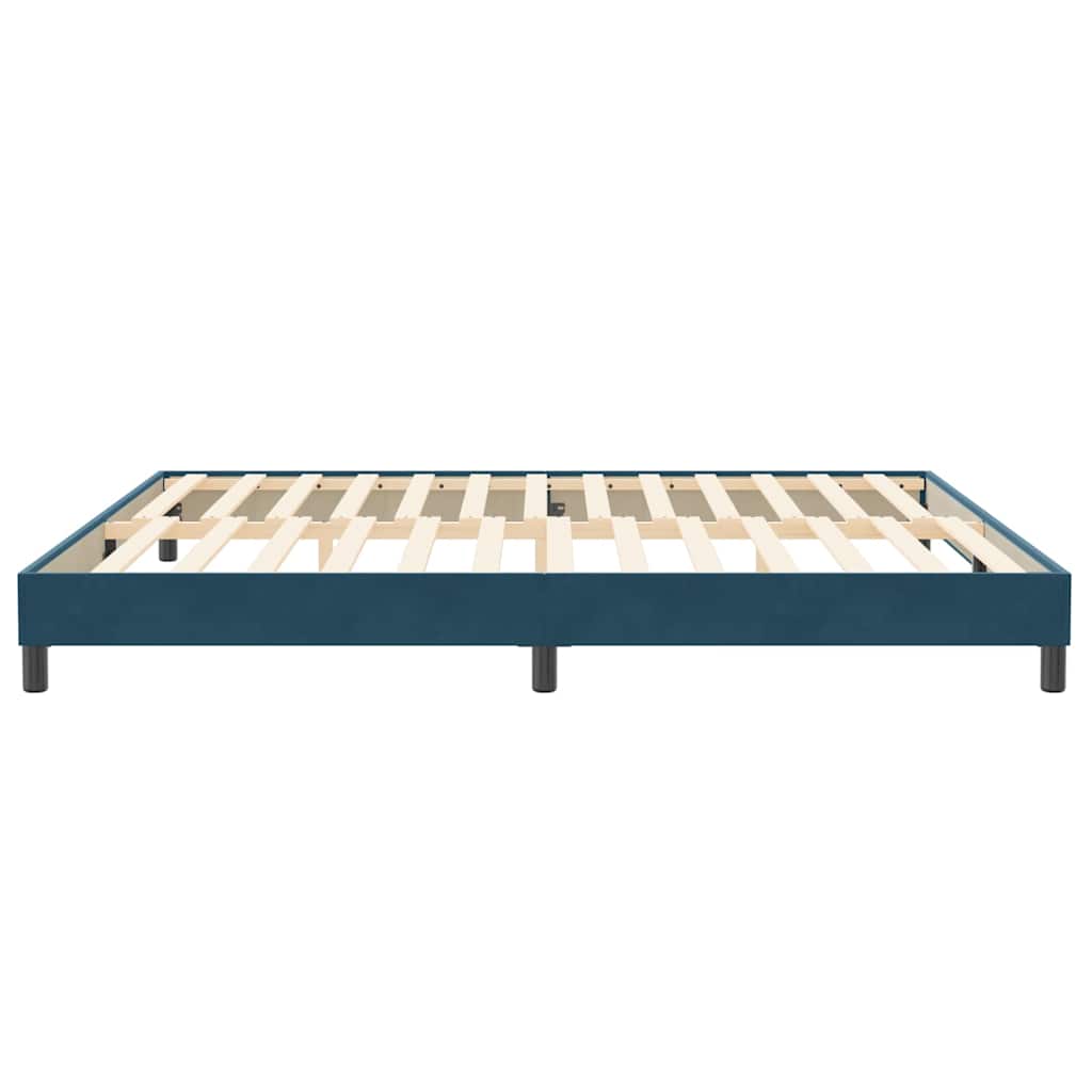 sötétkék bársony rugós ágy matrac nélkül 200x220 cm