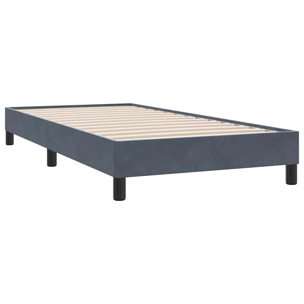 sötétszürke bársony rugós ágy matraccal 80x210 cm