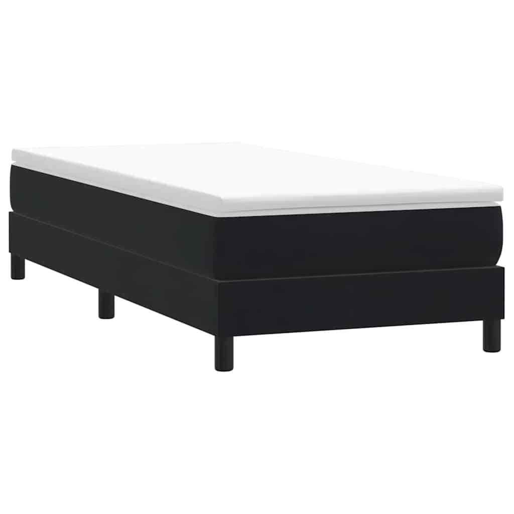 fekete bársony rugós ágy matraccal 90x210 cm