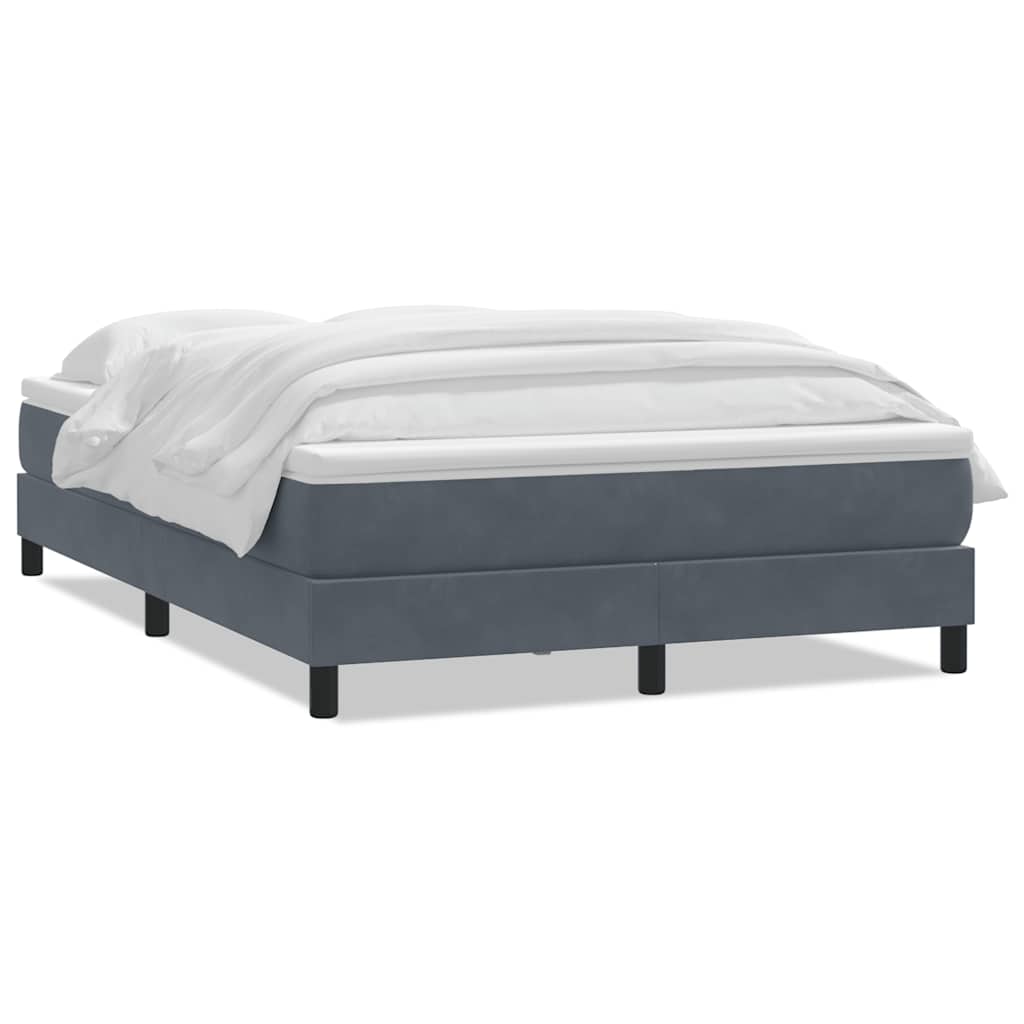 sötétszürke bársony rugós ágy matraccal 160x210 cm