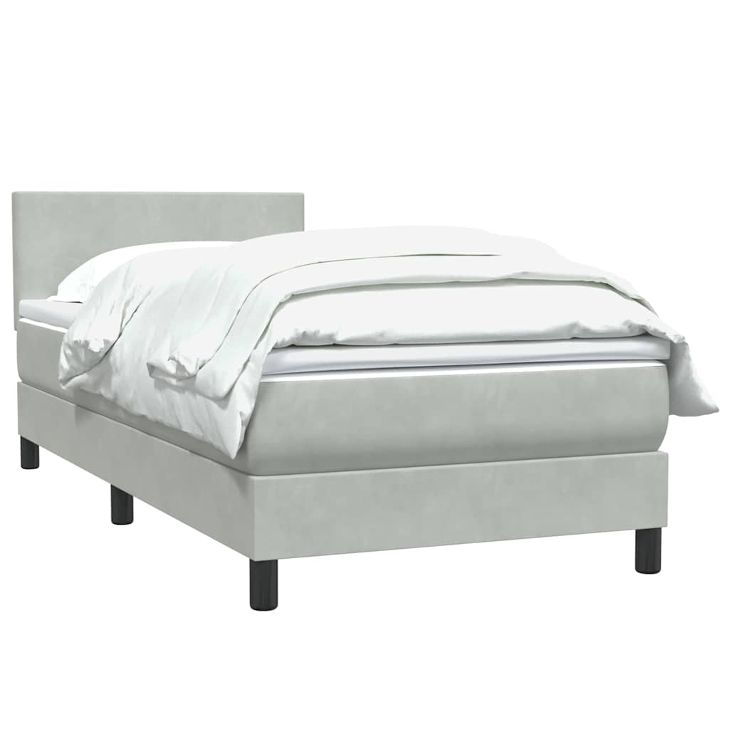 világosszürke bársony rugós ágy matraccal 80x210 cm