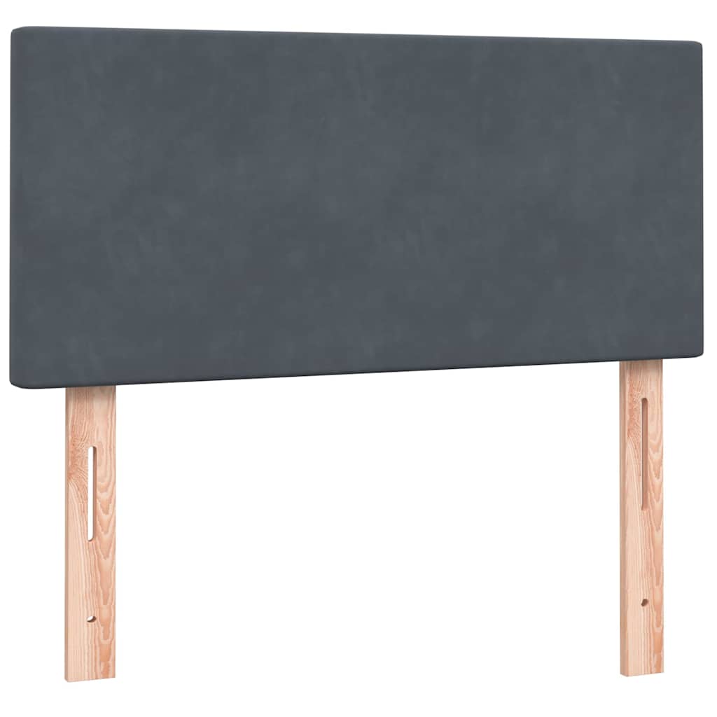 sötétszürke bársony rugós ágy matraccal 80x210 cm