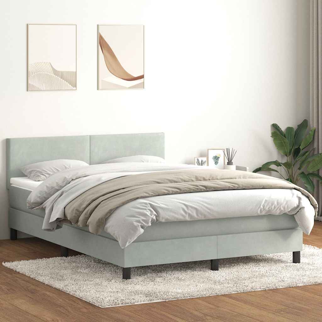 világosszürke bársony rugós ágy matraccal 160x210 cm