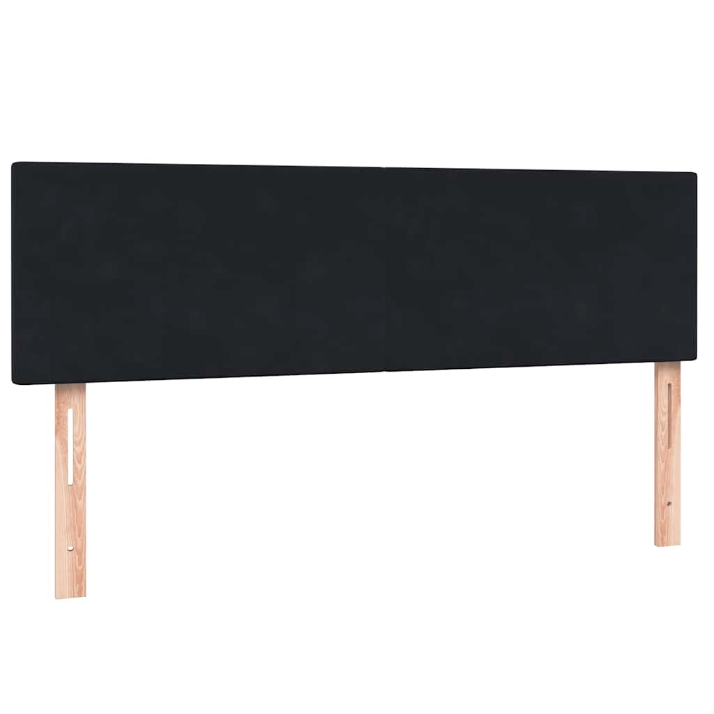 fekete bársony rugós ágy matraccal 160x210 cm