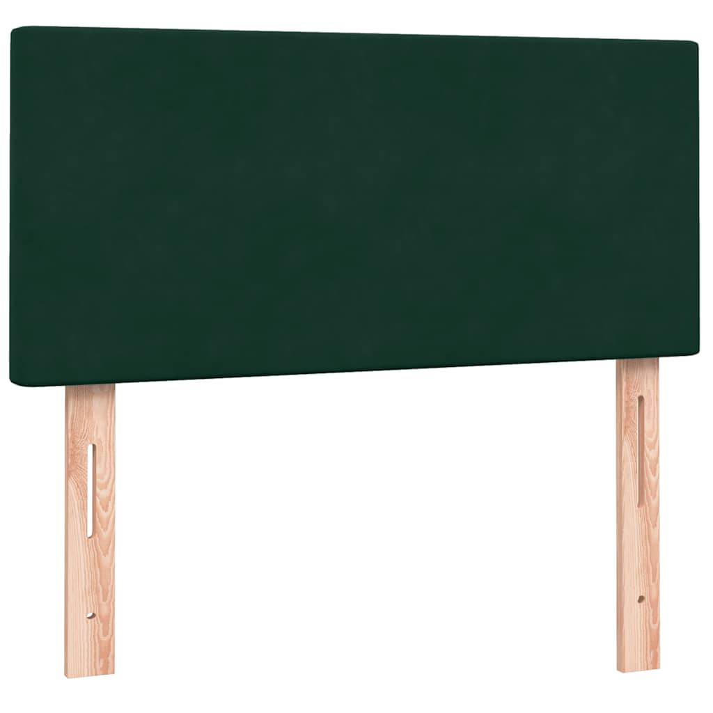 sötétzöld bársony rugós ágy matraccal 80x220 cm