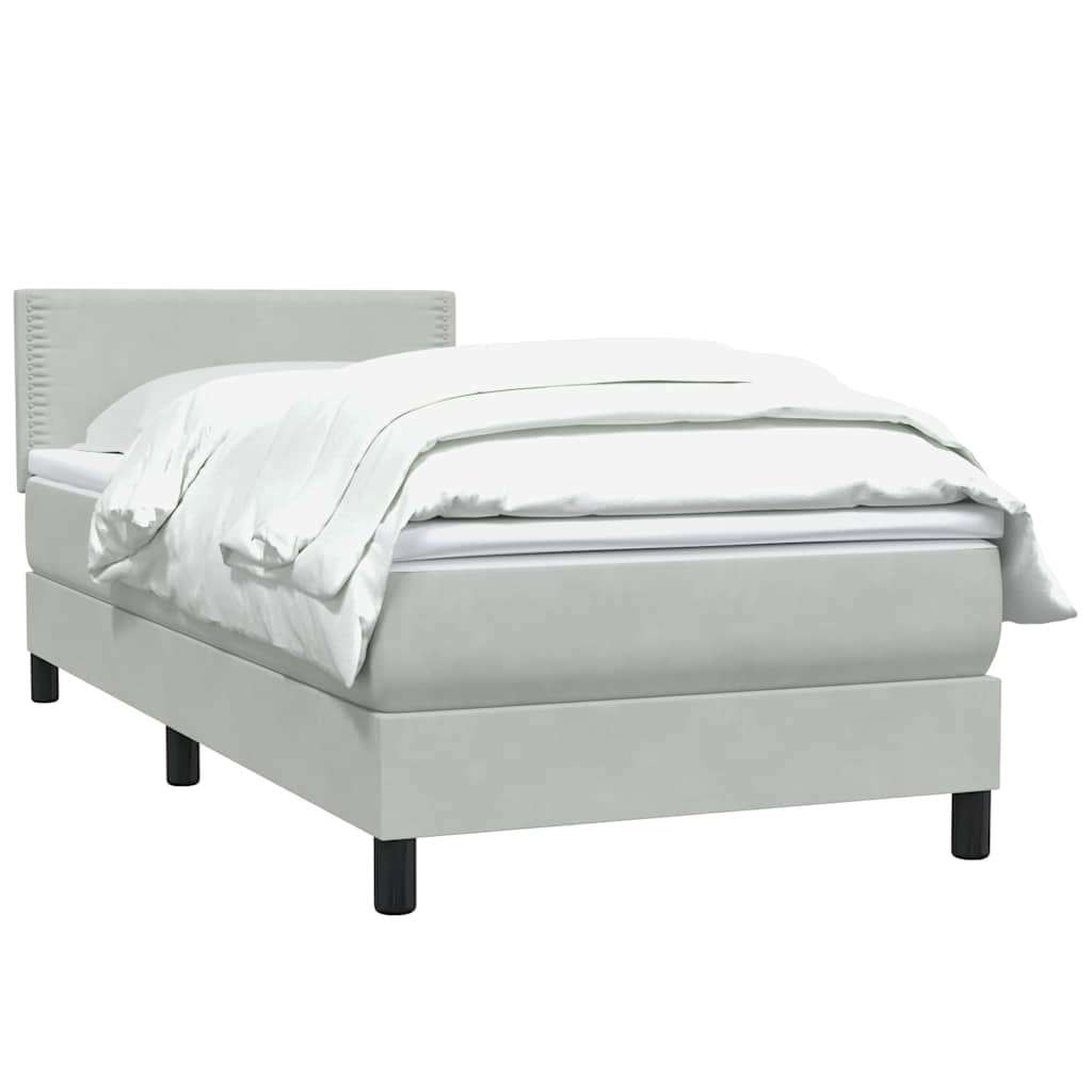 világosszürke bársony rugós ágy matraccal 80x210 cm