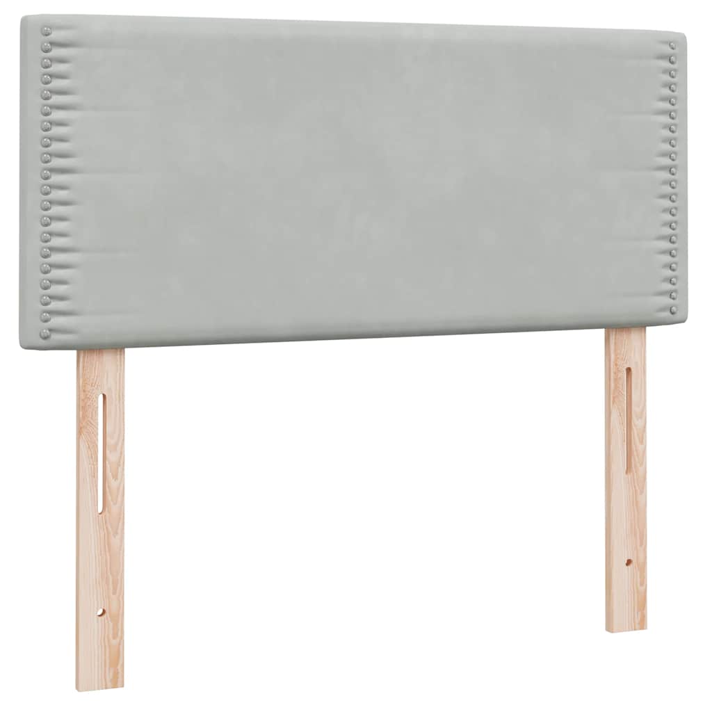 világosszürke bársony rugós ágy matraccal 80x210 cm