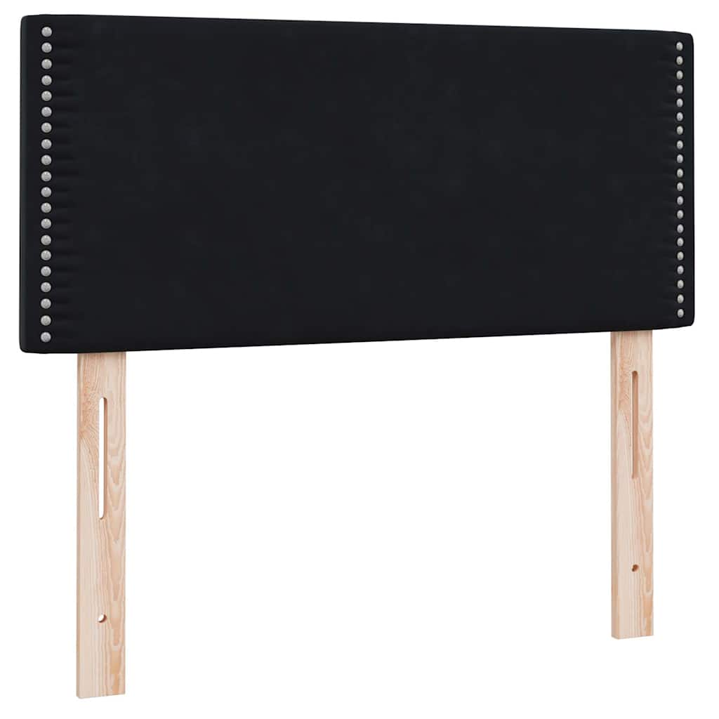 fekete bársony rugós ágy matraccal 90x210 cm