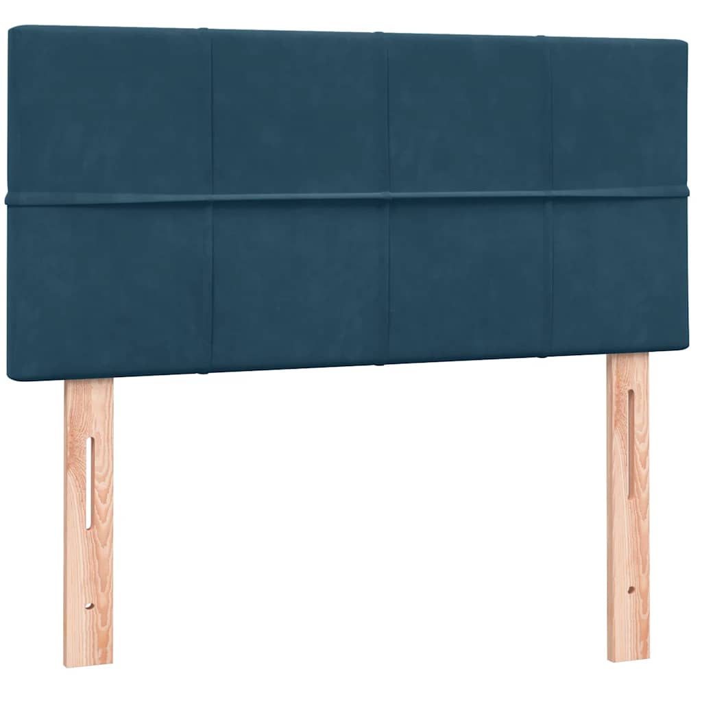 sötétkék bársony rugós ágy matraccal 80x210 cm