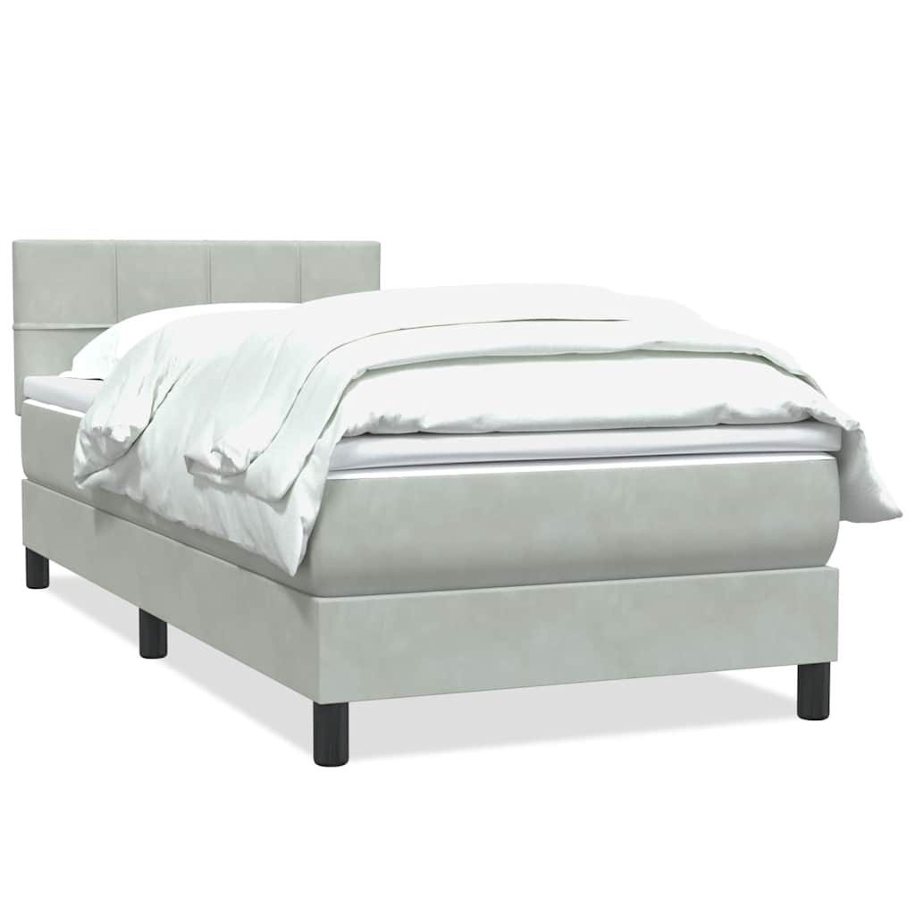 világosszürke bársony rugós ágy matraccal 90x210 cm