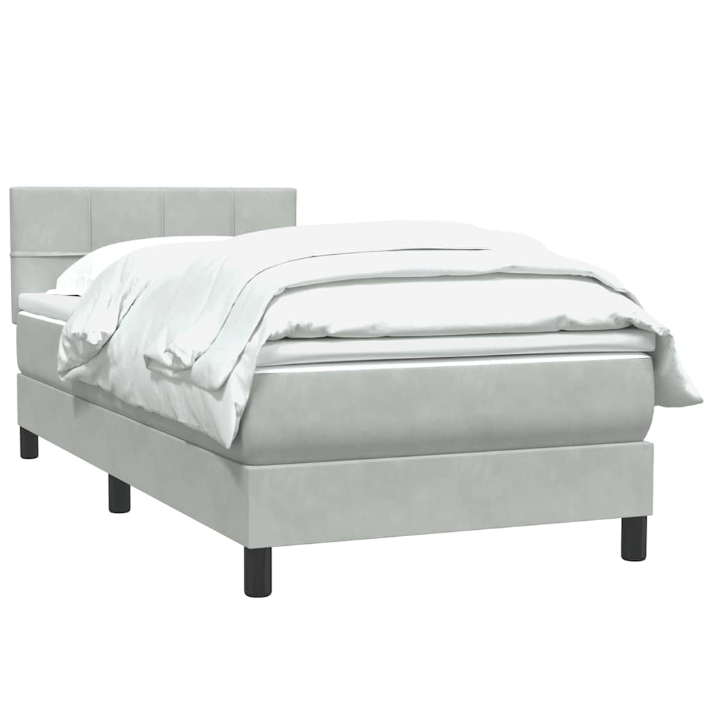 világosszürke bársony rugós ágy matraccal 90x210 cm