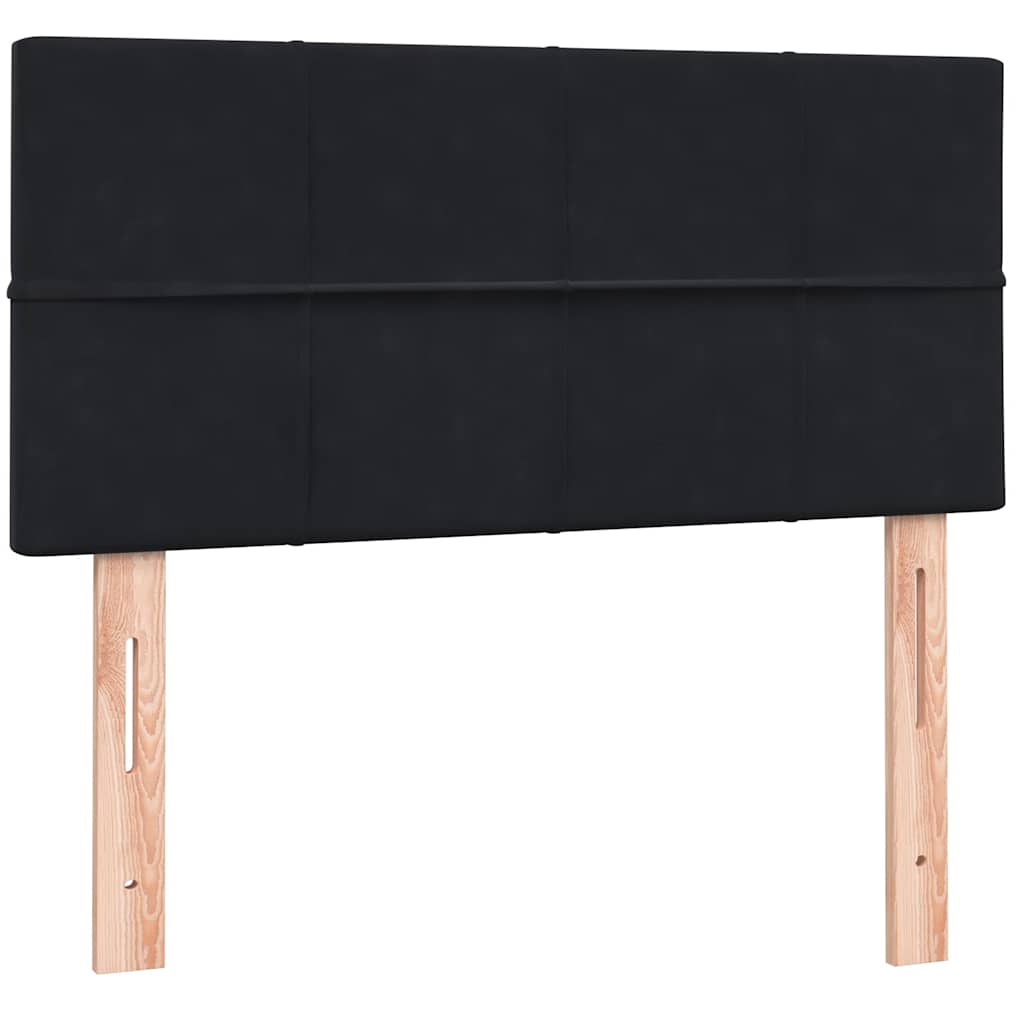 fekete bársony rugós ágy matraccal 90x210 cm