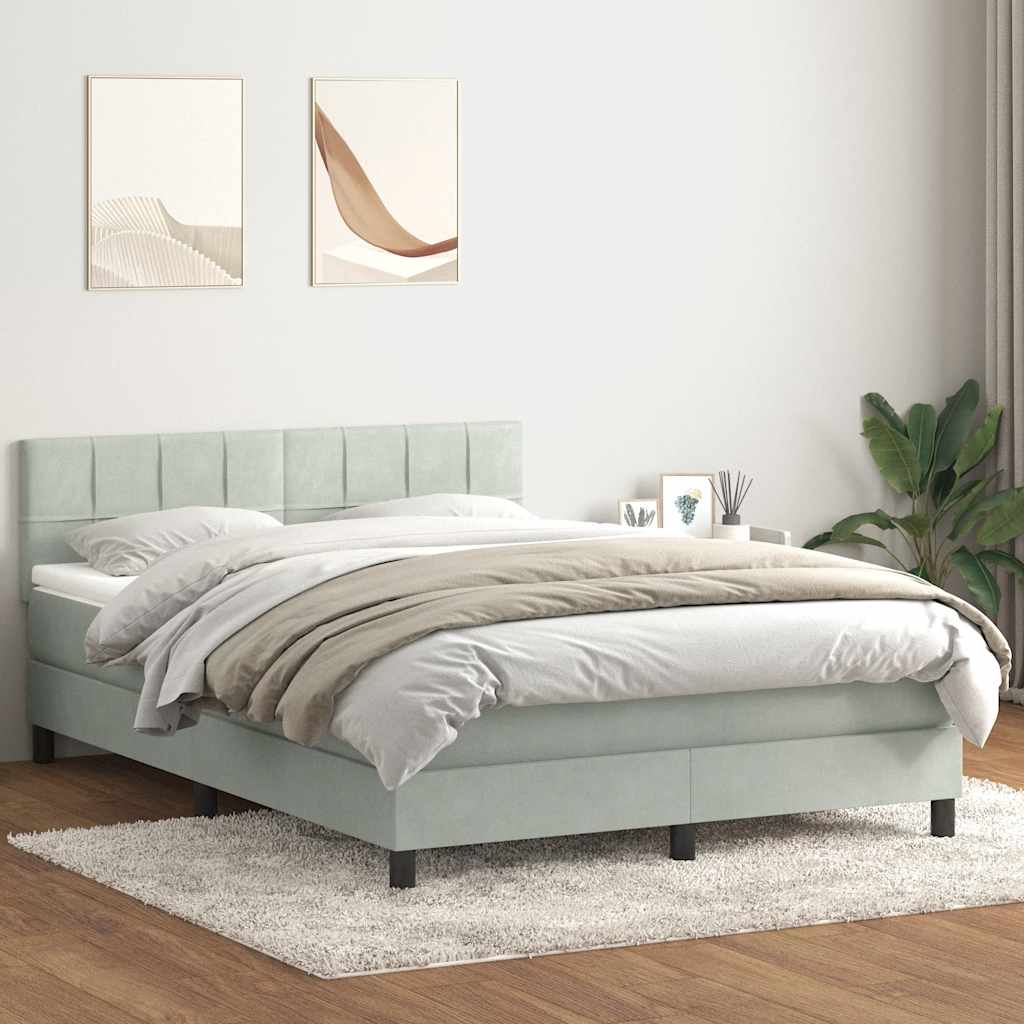 világosszürke bársony rugós ágy matraccal 160x210 cm
