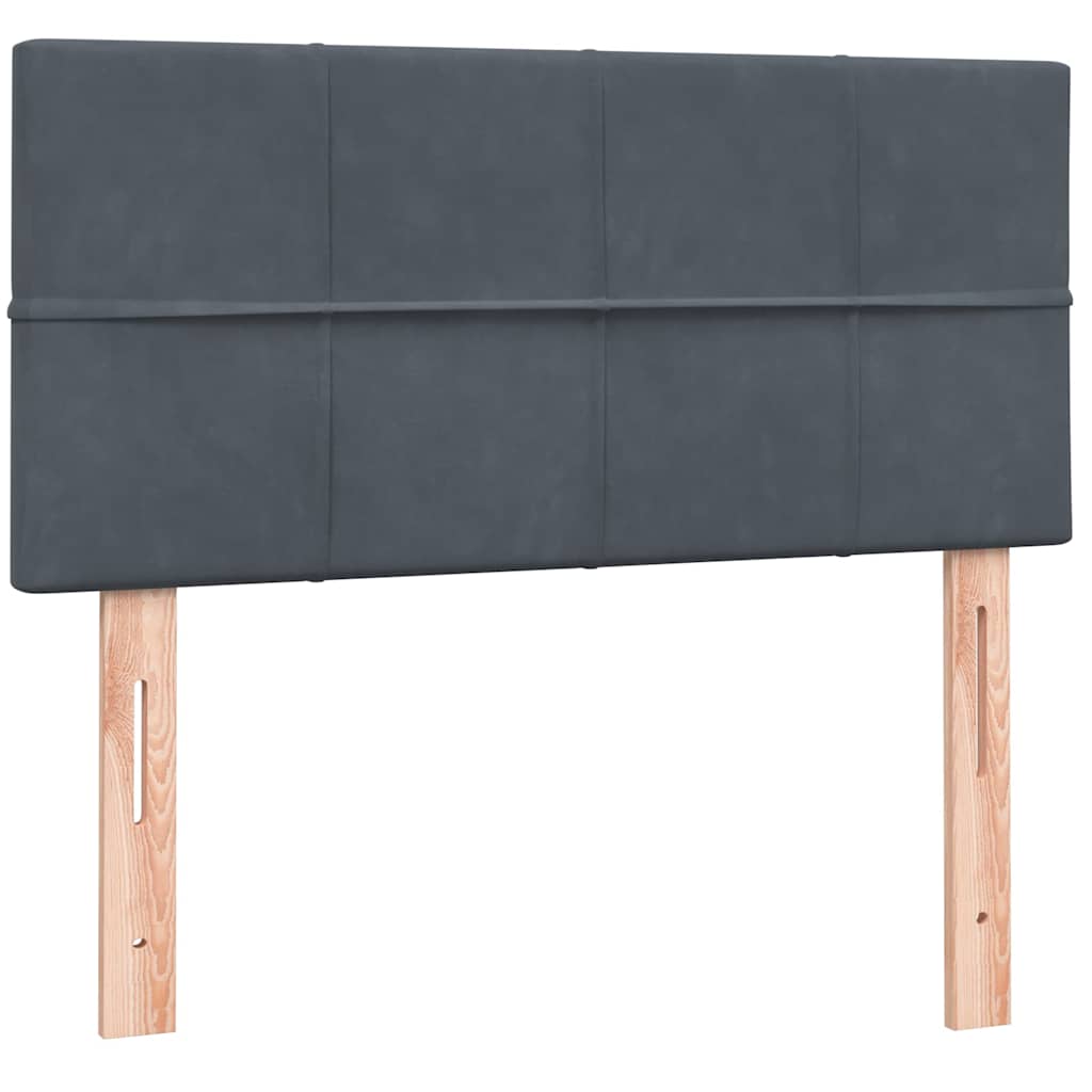 sötétszürke bársony rugós ágy matraccal 80x220 cm