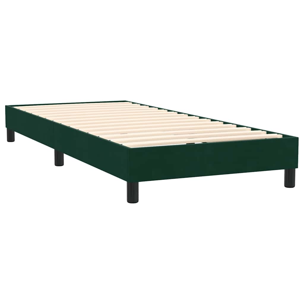 sötétzöld bársony rugós ágy matraccal 80x220 cm