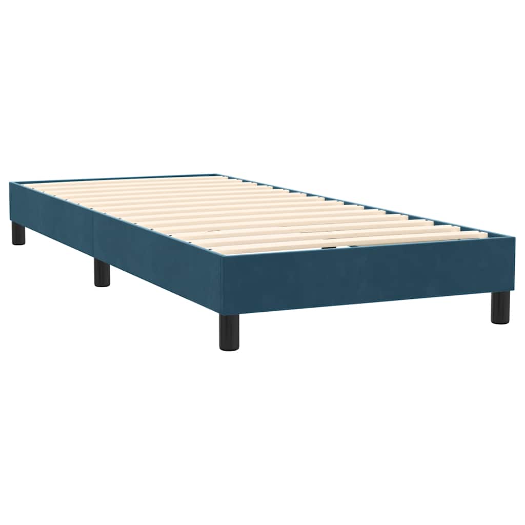 sötétkék bársony rugós ágy matraccal 80x220 cm